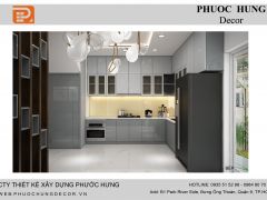 Tủ bếp chạm trần Acrylic bóng gương